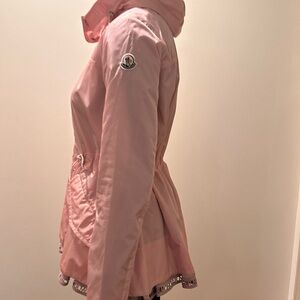 Moncler  Loty Giubboto Light Pink Trim Peplum Rain Jacket size 1.